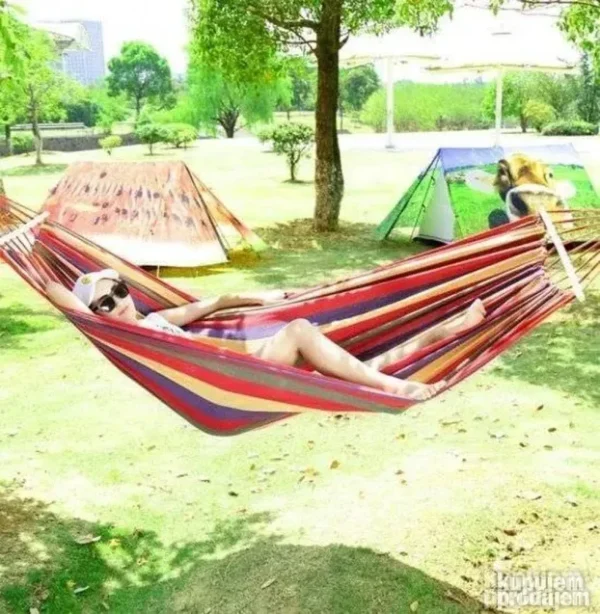 Viseća ležaljka sa drvenim ojačanjem i torbicom | Hammock