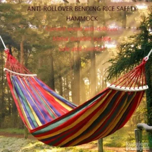 Viseća ležaljka Hammock sa torbicom i drvenim ojačanjem – idealna za odmor