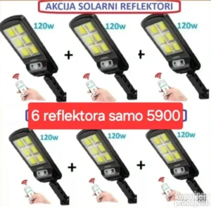 Solarni reflektor sa 100 LED dioda, montiran na zid, sa senzorom pokreta