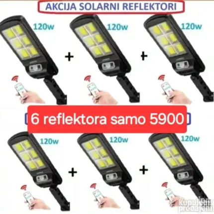 Solarni reflektor sa 100 LED dioda, montiran na zid, sa senzorom pokreta