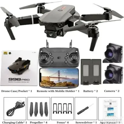 Dron sa kamerom, daljinskim upravljačem i dodatnom baterijom