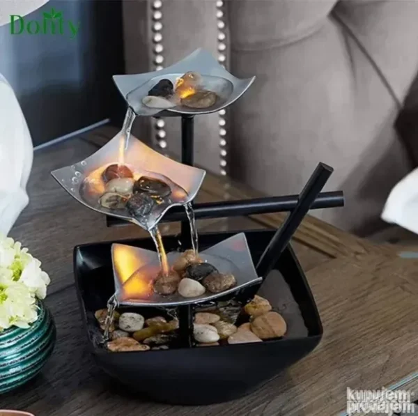 Stolna fontana sa 3 sprata i vodopadom – tiha pumpa i prirodna dekoracija