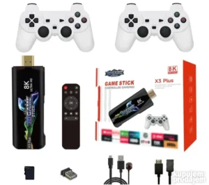 Game Stick X3 Plus sa 40.000+ retro igrica, bežičnim džojsticima i Android TV funkcijama. Pružite sebi zabavu uz ovu vrhunsku retro konzolu.