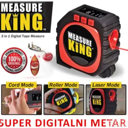 Digitalni laserski metar Measure King – 3 režima merenja, LED displej
