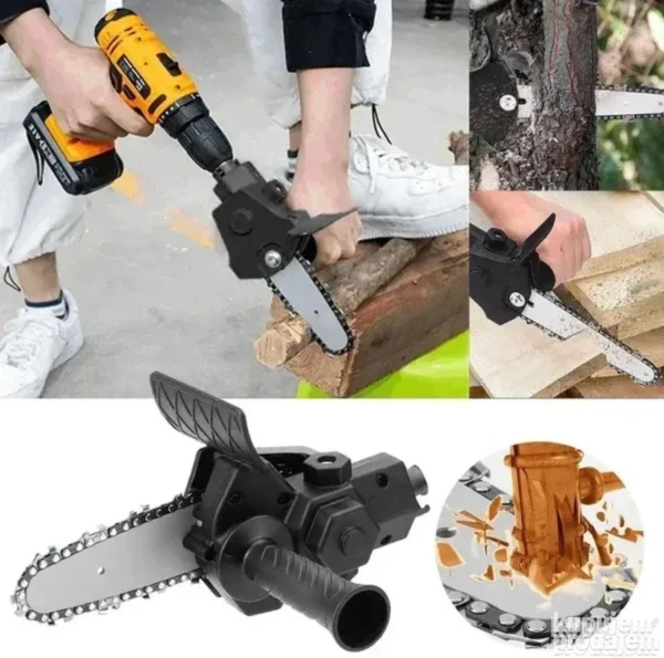 Adapter za motornu testeru – dodatak za bušilicu sa lancem i šinom