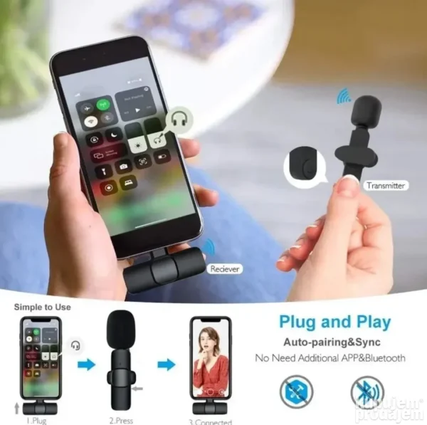 Bežični mini mikrofon za telefon Android i iOS
