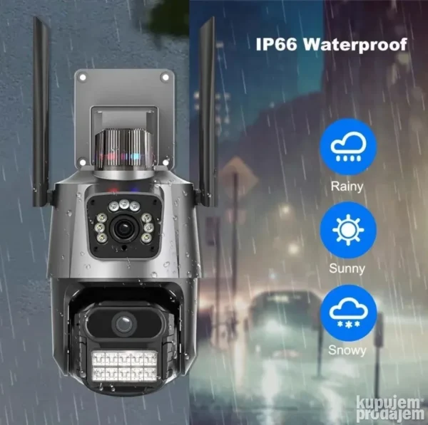 Wifi IP PTZ kamera sa 2 sočiva, sirenom i 4K rezolucijom