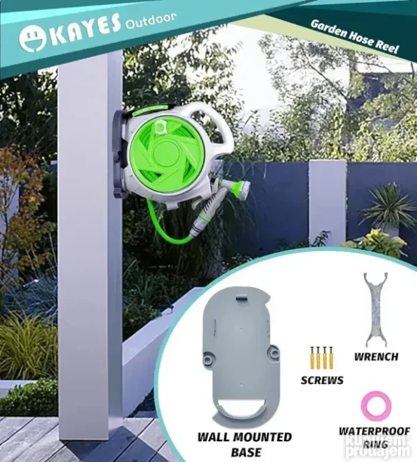 Baštensko crevo 15m sa motalicom i mlaznicom