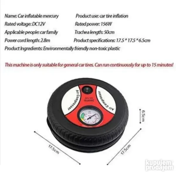 Mini Kompresor Tyre AirCompressor 18Bari
