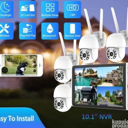 4 x WiFi IP PTZ 5MP Video Nadzor Komplet sa Monitorom