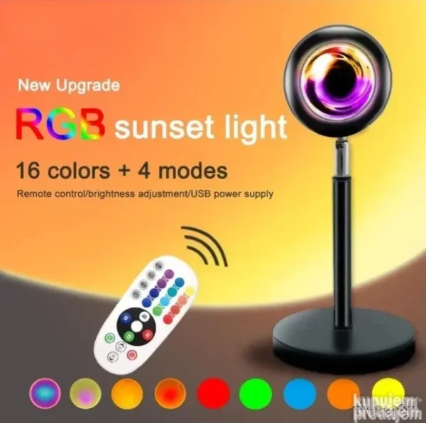 Dekorativna Sunset lampa sunce projektor RGB 16 boja