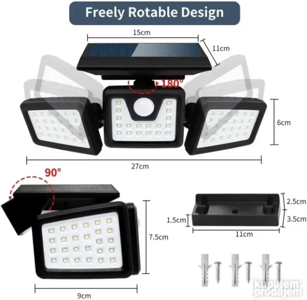 Solarno Zidno Svetlo REFLEKTOR 100 LED