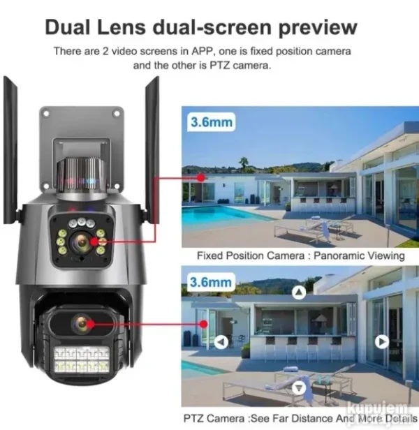 4K PTZ Kamera sa 2 sočiva i Sirenom