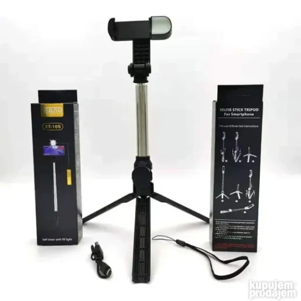 Stativ tripod i selfi štap sa svetlom 3u1