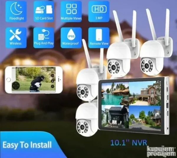 4 x WiFi IP PTZ 5MP Video Nadzor Komplet sa Monitorom
