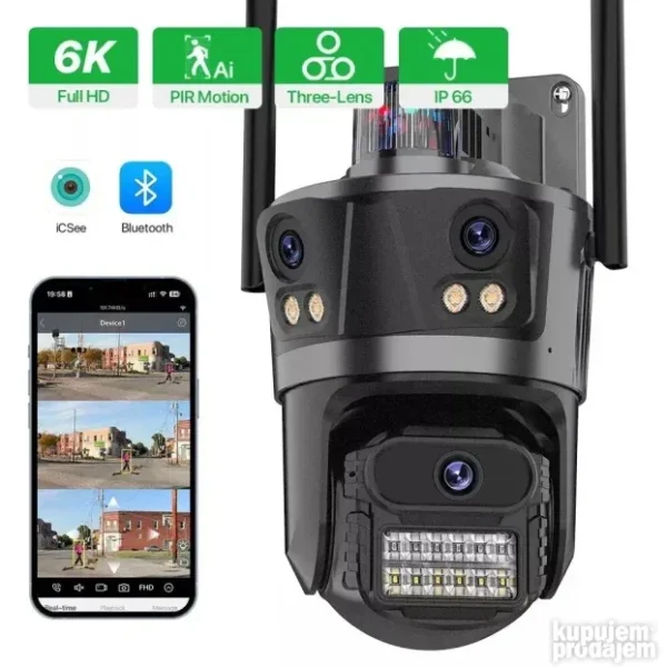 PTZ IP Wi-Fi kamera 3 sočiva 8MP