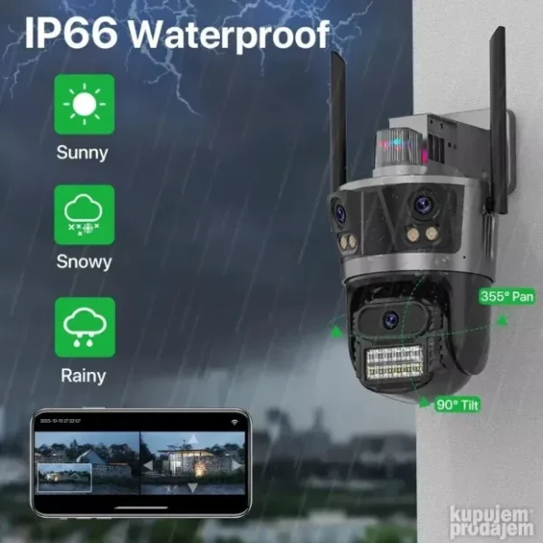 PTZ IP Wi-Fi kamera 3 sočiva 8MP