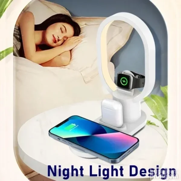 Bežični punjač 4u1 i noćna lampa