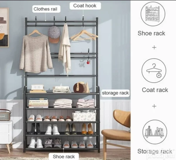 Stalak čiviluk i cipelarnik 2u1 | Metalni stalak za odeću i obuću