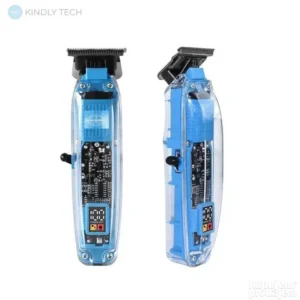 Geemy GM-8007 trimer u zlatnoj i crnoj kombinaciji sa LED ekranom, setom nastavaka i dodatnom opremom prikazanom u fabričkom pakovanju.