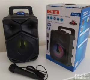 TWS Bluetooth zvučnik 6.5" CMiK MK-6120 sa LED efektima i karaoke mikrofonom – prenosivi zvučnik, Lux Shop