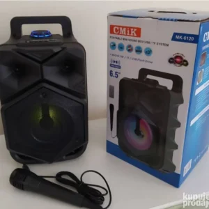 TWS Bluetooth zvučnik 6.5" CMiK MK-6120 sa LED efektima i karaoke mikrofonom – prenosivi zvučnik, Lux Shop
