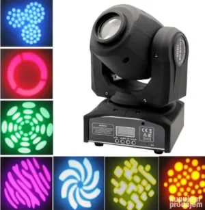 Pokretni svetlosni reflektor – roto glava sa višebojnim efektima za žurke i događaje – Lux Shop