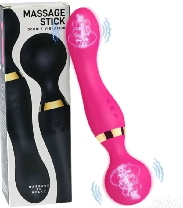 Vibrirajući masažer izduženog ergonomskog oblika, glatke teksture, prikazan u neutralnoj boji sa kompaktnim dizajnom idealnim za masažu celog tela.