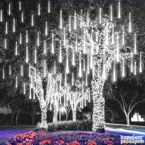 Meteorska kiša LED zvezde padalice – set od 8 štapića po 50cm, bela i žuta boja