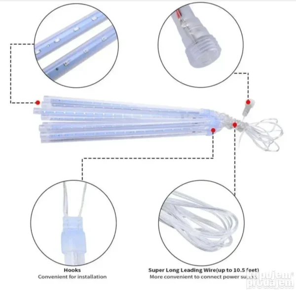 Meteorska kiša Zvezde padalice bele i žute 8×50cm