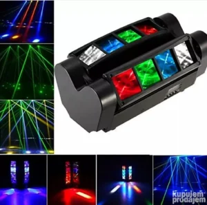LED Spider roto glava sa 8 RGB snopova, idealna za efekte u klubovima i na žurkama.