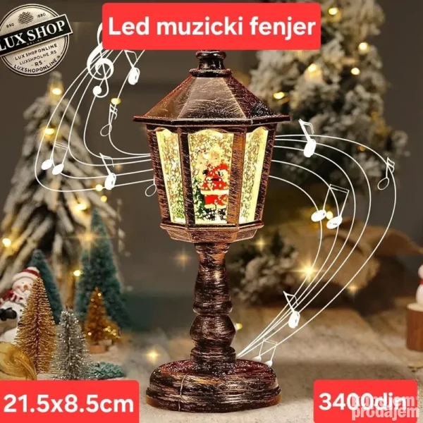 LED novogodišnji fenjer sa muzikom i simulacijom snega