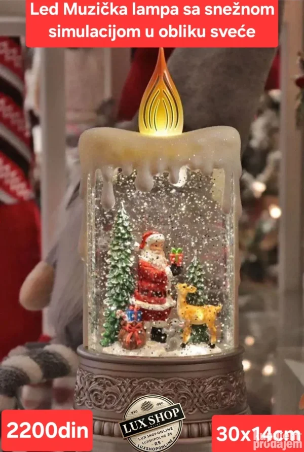 LED novogodišnji fenjer sa muzikom i simulacijom snega