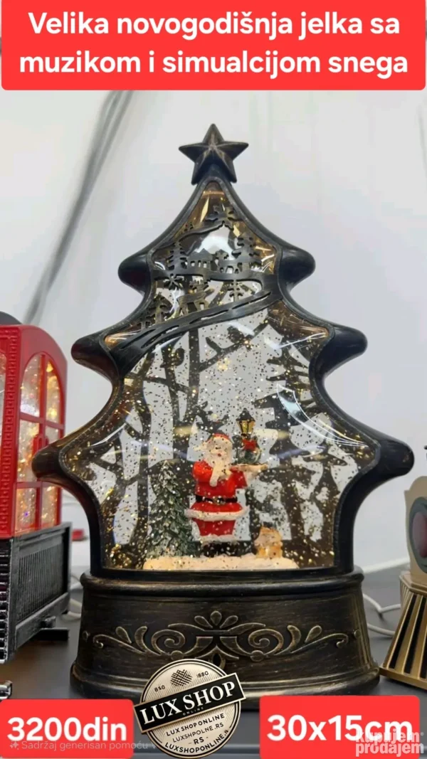 LED novogodišnji fenjer sa muzikom i simulacijom snega