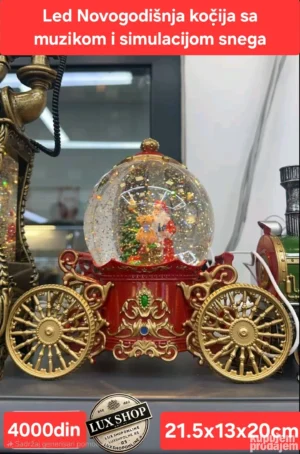 LED novogodišnji fenjer sa muzikom i simulacijom snega – božićna dekoracija, Lux Shop