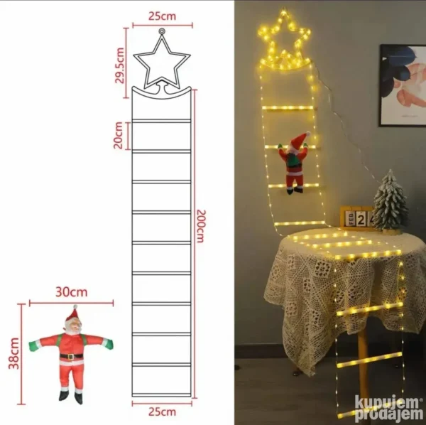 Svetleće merdevine sa Deda Mrazom