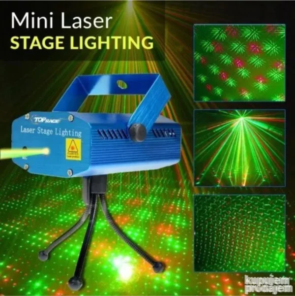 Crveno-zeleni laser projektor sa stalkom, kompaktan disko efekat za žurke i proslave.