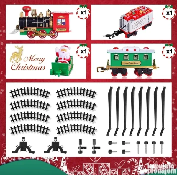 Novogodišnji voz za jelku – Lokomotiva i tri vagona