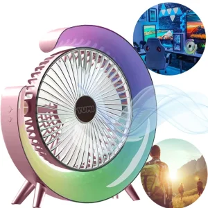 Stoni punjivi ventilator | 3 brzine + RGB osvetljenje