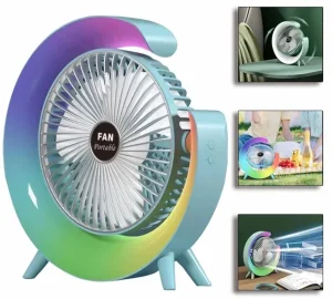Stoni punjivi ventilator | 3 brzine + RGB osvetljenje