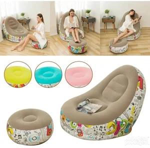 Lazy sofa na naduvavanje + tabure | Udobna lounge ležaljka