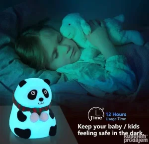 Silikonska noćna LED lampa sa daljinskim | Panda lampa za decu