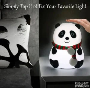 Silikonska noćna LED lampa sa daljinskim | Panda lampa za decu