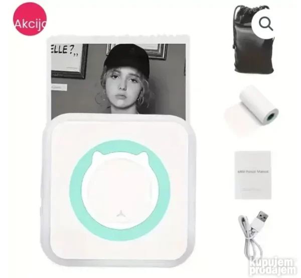 Mini Bluetooth Prenosni Štampač za Telefon + 10 Rolni Termo Papira