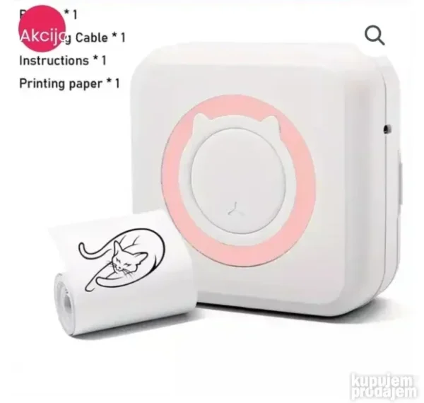 Mini Bluetooth Prenosni Štampač za Telefon + 10 Rolni Termo Papira