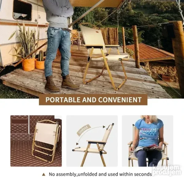 Sklopiva stolica za kampovanje, izlet i plažu 600D Oxford