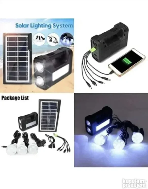 Solarni sistem za osvetljenje i punjenje | 3 LED sijalice, USB