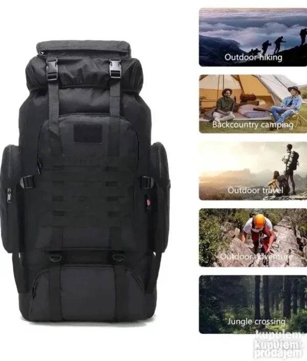 Taktički Ranac 70L Crni Army Model za Kampovanje