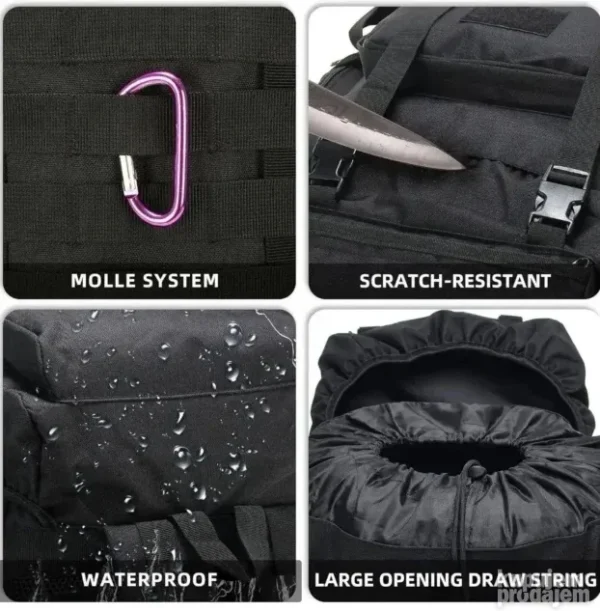 Taktički Ranac 70L Crni Army Model za Kampovanje