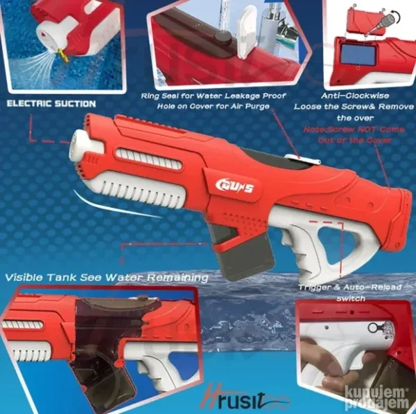 Električna puška na vodu Blaster Ajkula, Domet 12m